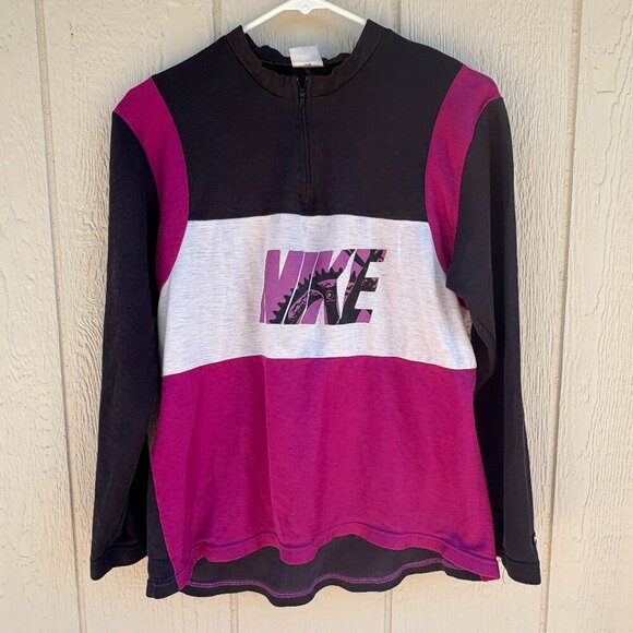 Nike Other - Vintage Nike Cycling Jersey Adult Medium Black Purple Quarter Zip Outdoor Y2K